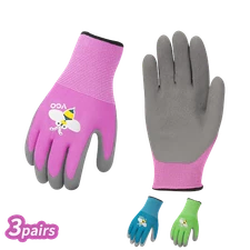 Vgo 3Pairs Age 3-9 Kids Latex Gardening Gloves,Work Gloves,Outdoor(KID-RB6013)