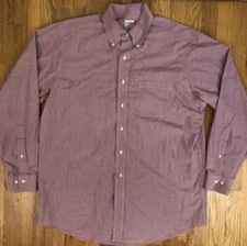 Brooks Brothers 346 Red White Grid Stripe Button Down Shirt 16 1/2 4/5 Non-Iron