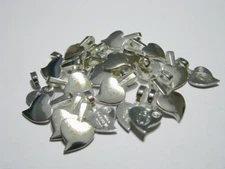 Genuine Aanraku LARGE SILVER Plated HEART Glue On Bail Pack of 25