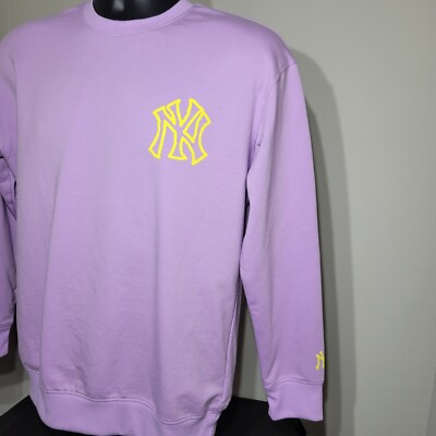 韓国newera■MLB Applique Logo Sweater ■送料込 MLB Korea New York Yankees Crewneck Sweater Small Purple