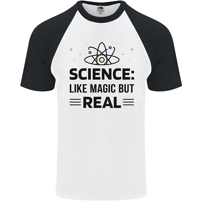 Science Like Magic But Real Funny Geek Nerd Herren S/S Baseball T-Shirt