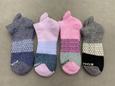 Bombas 4 Pairs's 4 Colors Honeycomb Tri-Block Women Ankle Socks Size M 8-10