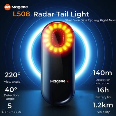 Radar Tail Light Bicycle Brake Sensing Light 5 Modes Tail Lamp USB Charging LED