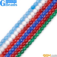 Round Jade Multiple Color Fashion Jewelry Making Necklace Loose Beads15'' gbeads