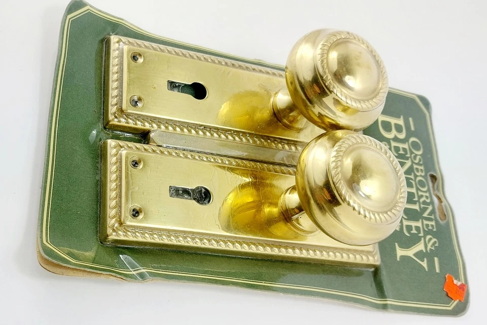 Vintage Osborne & Bentley Georgian Lever Mortice Knobs On Backplate Brass - Image 2 of 4