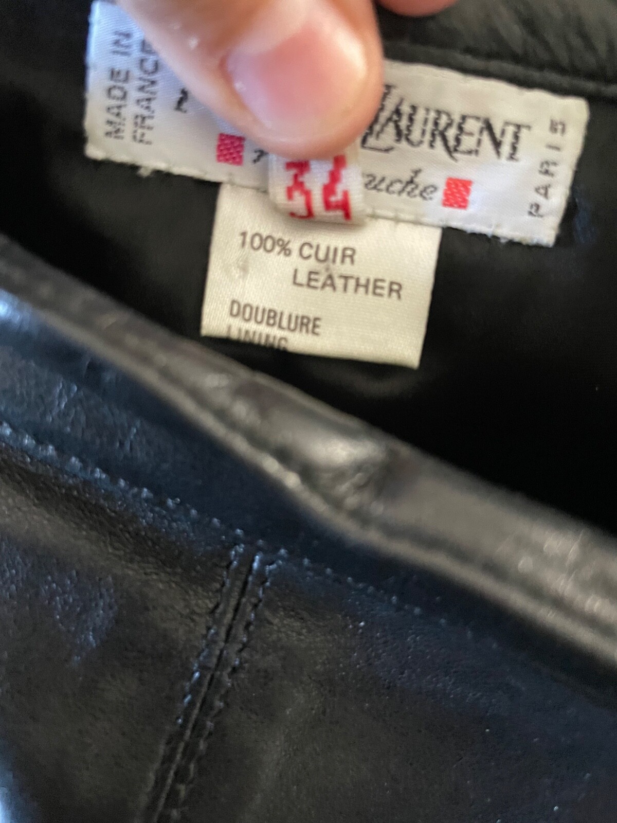 Gonna Yves Saint Laurent Rive Gauche nera 100% pelle taglia 34 Francia