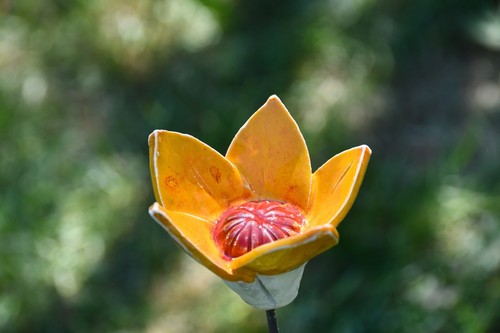 Keramik Gartendeko Blume Blumenstab Gartenstecker H45cm Midene Handgefertigt - Bild 3 von 12