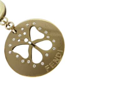 FENDI key holder bag charm gold metal round top diameter 5cm