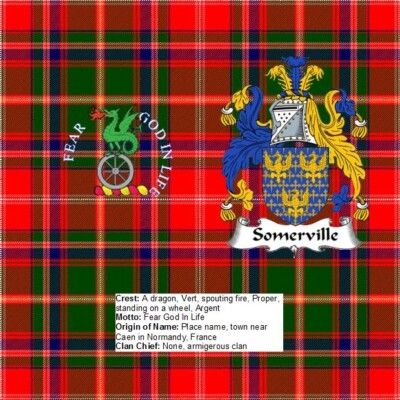 Scottish Clan Crest Somerville Rock Slate 14cm x 14cm Top Qualität Schiefer