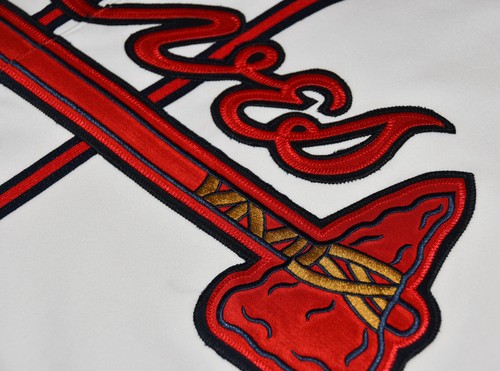 NUOVA maglia bianca Majestic AUTENTICA collezione Atlanta Braves 48 Jeff Francoeur - Foto 4 di 20