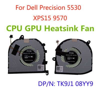 Nouveau ventilateur refroidisseur CPU GPU for Dell Precision 5530 M5530 XPS 15 9570 0MV340 XPS15 7590 008YY9 0TK9J1 FJ6J FKCH FCN refroidissement for ordinateur portable ( Color : CPU fan 008YY9