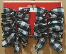Holiday Time 10-pc White/Black Plaid Small Christmas/Wedding Ribbon Bows