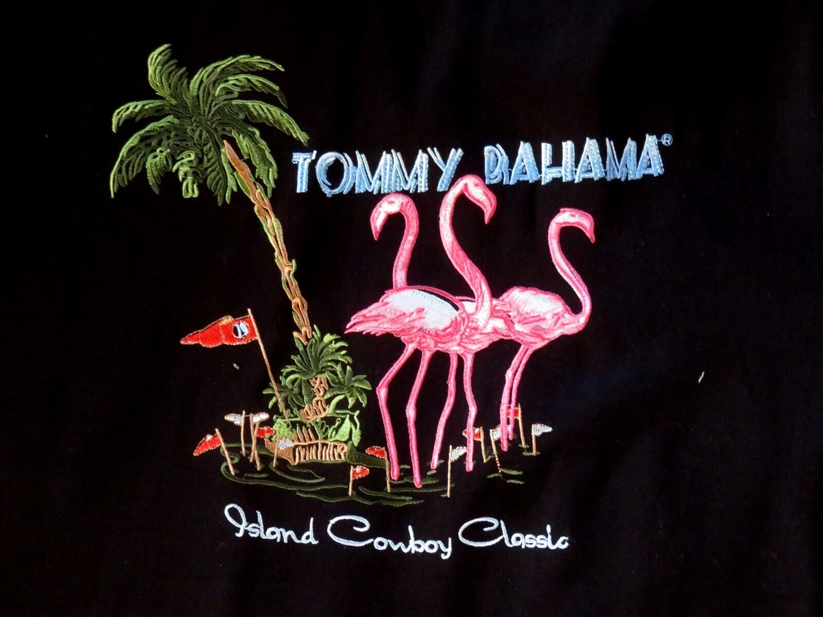VINTAGE TOMMY BAHAMA SHIRT ISLAND COWBOY CLASSIC MEDIUM BLACK SHORT SLEEVE