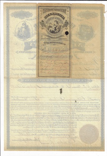 PENNSYLVANIA 1870 The U B Mutual Aid Society of Pennsylvania Stock Certificate - Picture 2 of 2