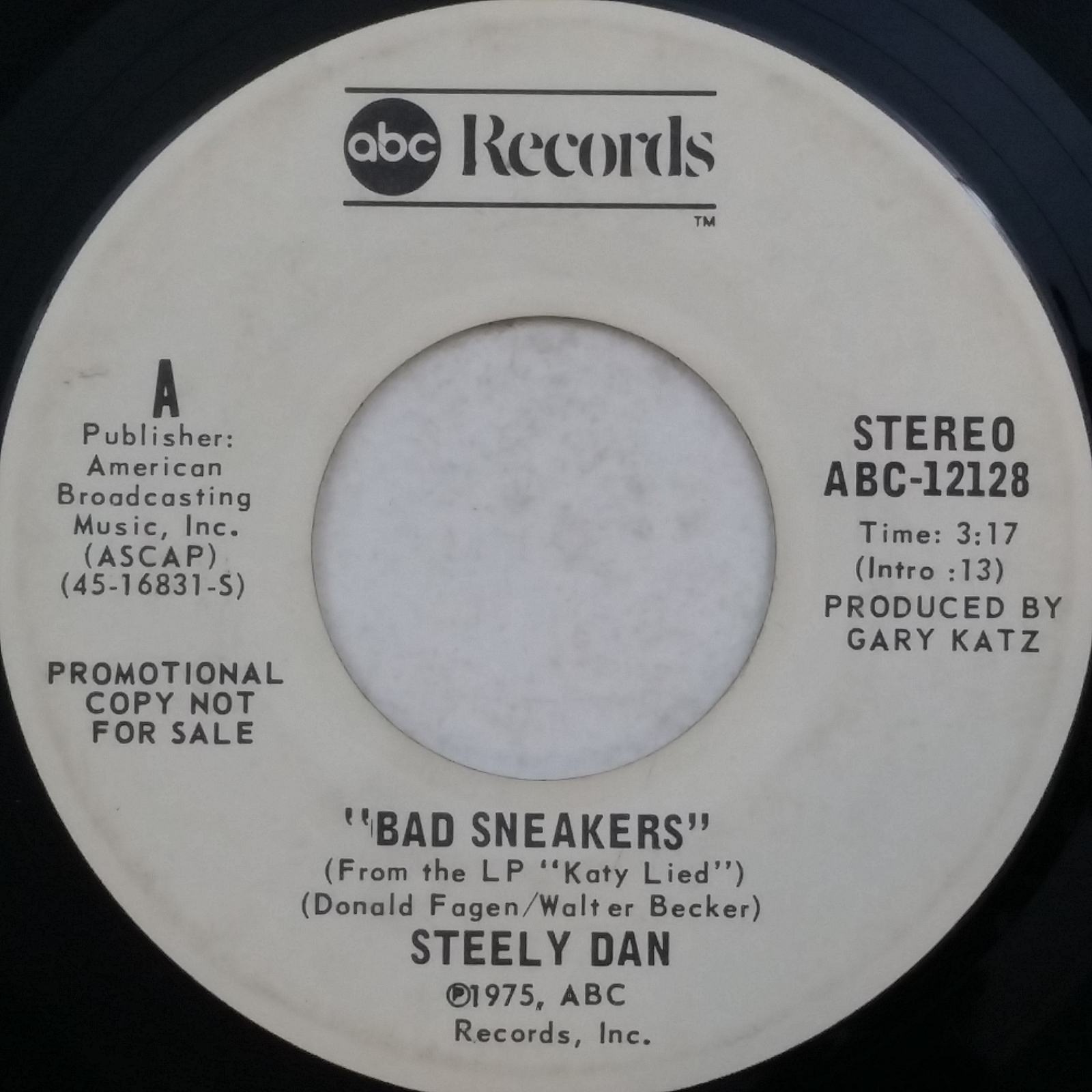 STEELY DAN Bad Sneakers ABC12128 Promo 7" 45rpm Vinyl VG+ 1975 Mono