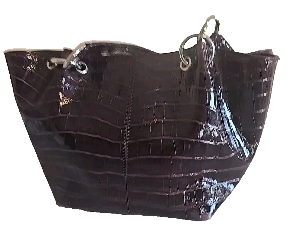 Amanda Smith Dark Purple Faux Leather Crocodile Pattern Purple Bag Vintage - Image 2 of 4