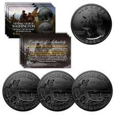2021 Washington Crossing the Delaware Quarter Genuine Coin BLACK RUTHENIUM QTY 3