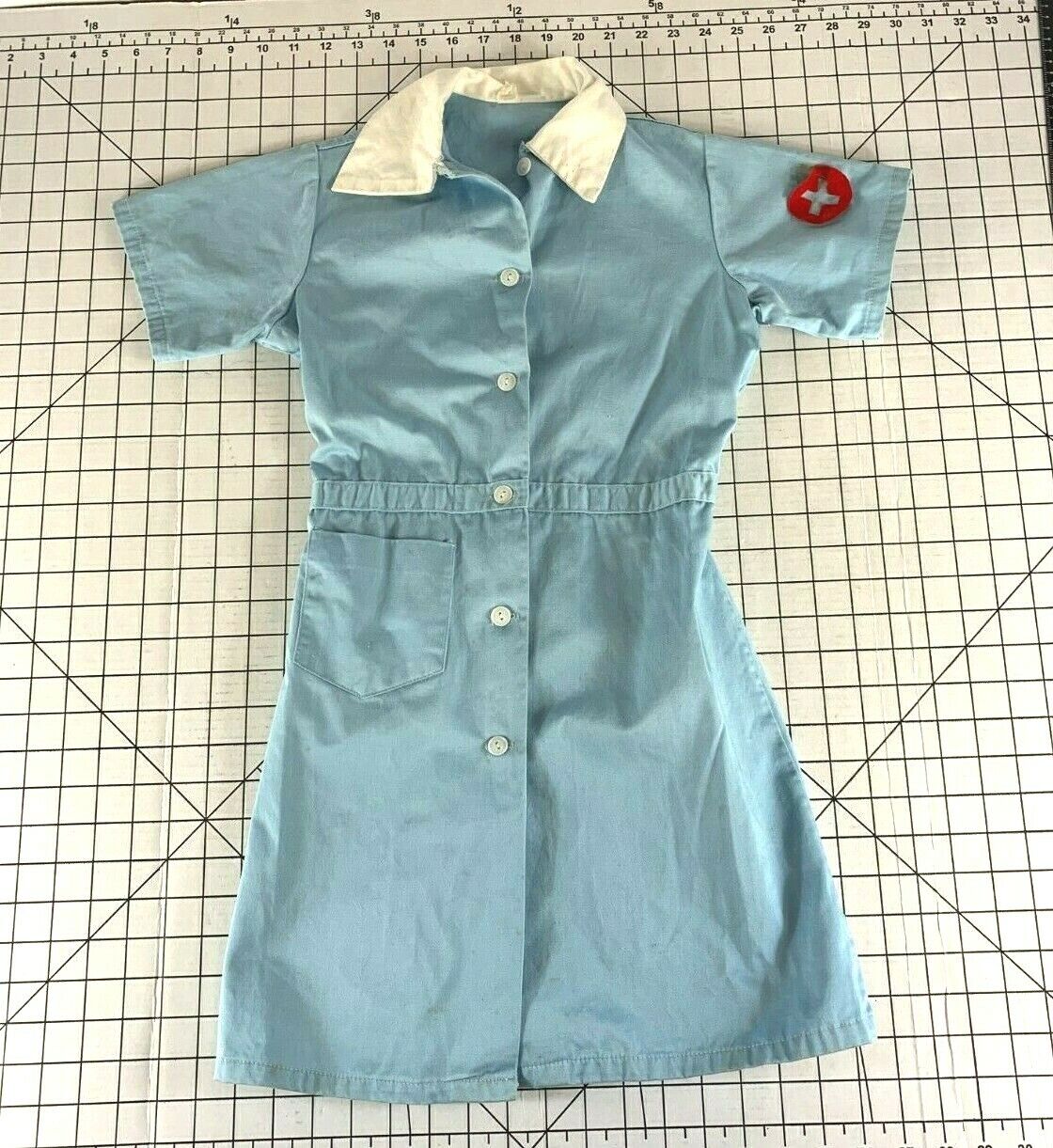 Vintage 50s 60s Nurse Outfit Uniform Medical Hospital Doctor Dress Red  Cross Top