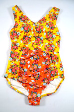 Matilda Jane Women's One Piece Swimsuit Bathing Suit Size L Yellow Floral