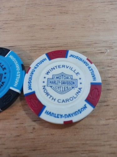 Genuine Harley Davidson Poker Chips Winterville NC 2 Chips Total Free Ship - Picture 3 of 6