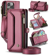 PU Leather Flip Wallet Case w/ RFID Blocking For iPhone 16 Pro Max 15 14 13 12