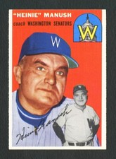 1954 TOPPS #187 HEINIE MANUSH ~ WASH SENATORS ~ SHARP CARD ~ FROM ORIGINAL SET