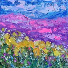 Painting Flower, Lavander Artwork, Flowers Art, Original Art, Floral Impasto Art