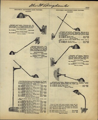 1937 PAPER AD 4 PG Esrobert Industrial Light Fixture Flex Edon Floor Desk 