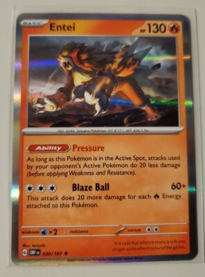 Entei 030/197 Holo Rare Obsidian Flames Pokemon Near Mint NM | eBay