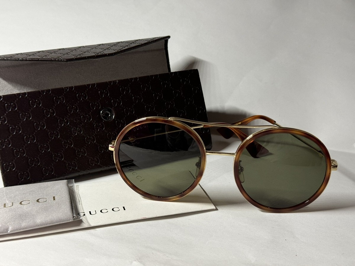 Gucci Tortoise Round GG0061S 56-22-140 mm Large sunglasses Logo