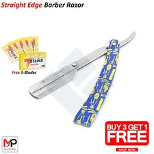 Professional Beard Cut Throat Barber Salon Straight Shaving Razor 5 Free Blades