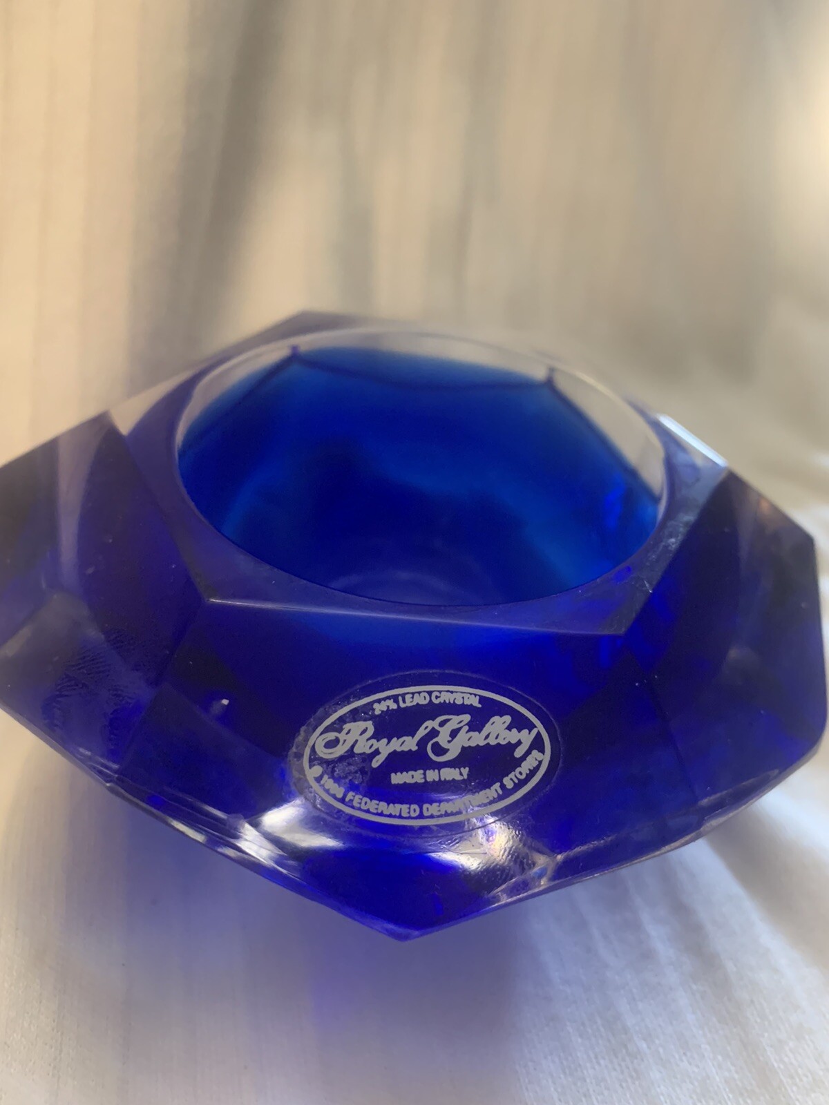 24%lead Crystal Cobalt Blue Italy Paperweight