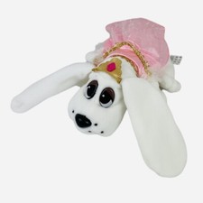 RARE Vintage 90s Galoob Pound Puppies White Pink Princess Plush Crown Dress 1996