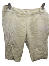 WOMENS 7TH AVENUE NEW YORK 52% LINEN BEIGE SHORTS SZ 2  INSEAM 12" WAIST FLAT 15