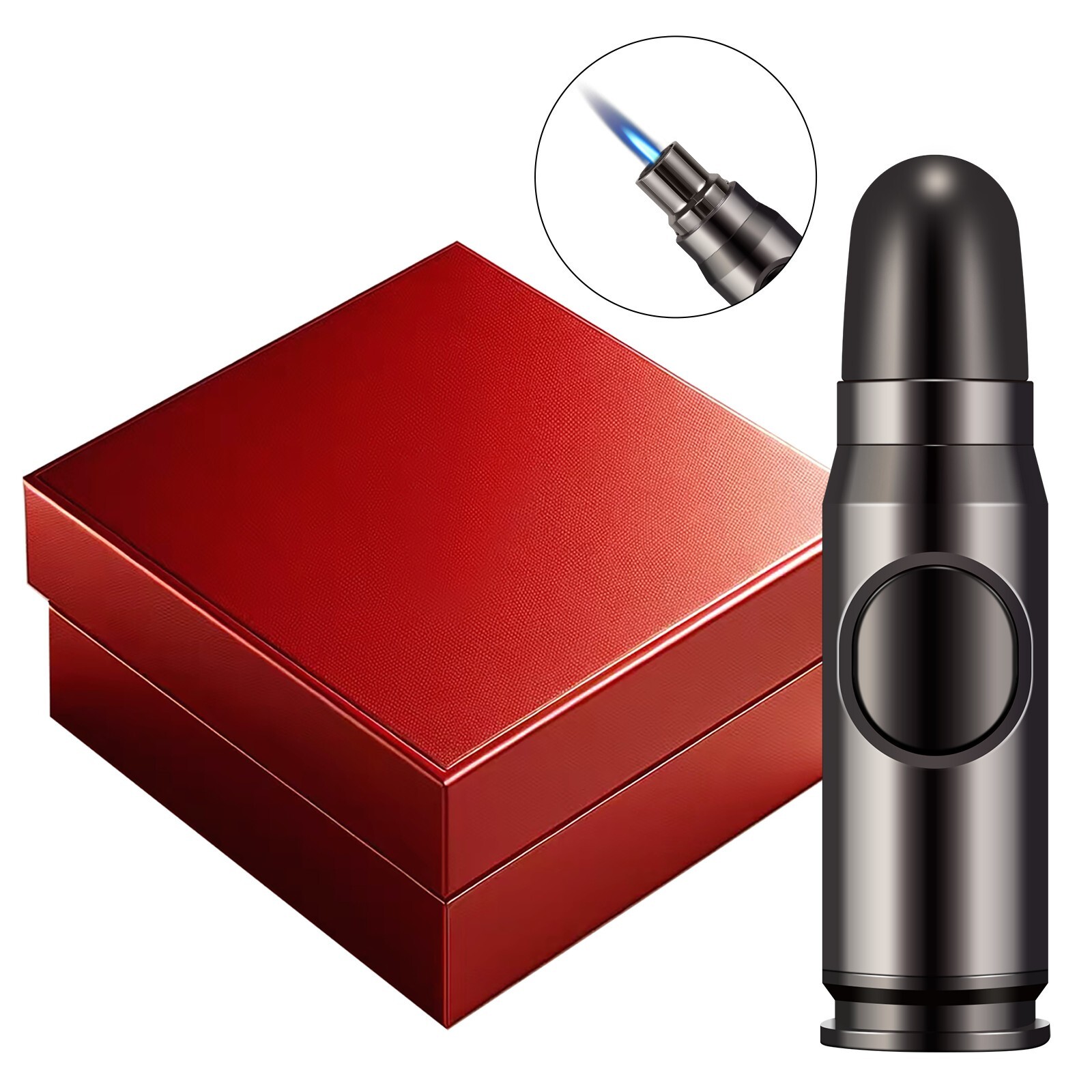 Refillable Jet Flame Lighter Bullet Shaped