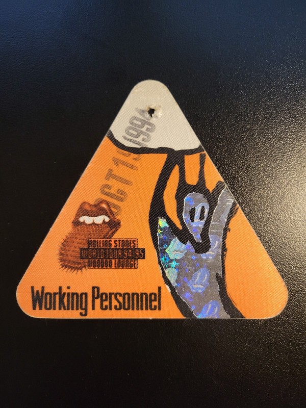 1994 ROLLING STONES Orange Voodoo Lounge Working Personnel pass - Unused