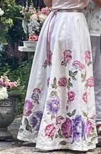 Formal Full-length Floral Wedding Skirt Sz 10 Custom, Hand Paint/Sequins India