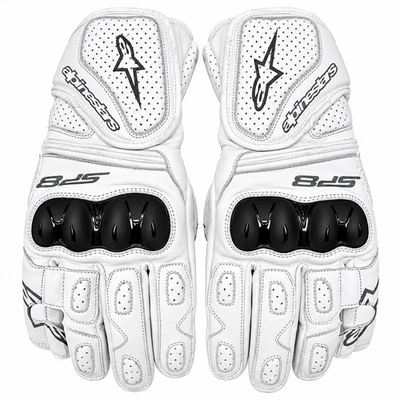 Guantes Moto Racing Blancos, Motocicleta Sportbike, Racing Biker Gauntlet Hombre - Imagen 1 de 4