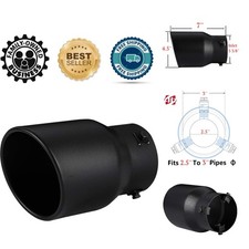 Durable Clamp-on Exhaust Tip For Trucks Fits 2.5-3 Inch Pipes Black Finish