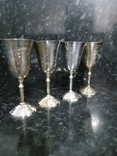 EPNS Vintage Etched Goblets Unpolished, Set of 4