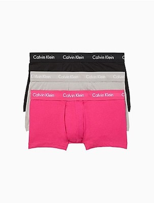 Calvin Klein Men's NU2664455 Cotton Stretch 3 Pack Trunk Gray/Pink/Black Large