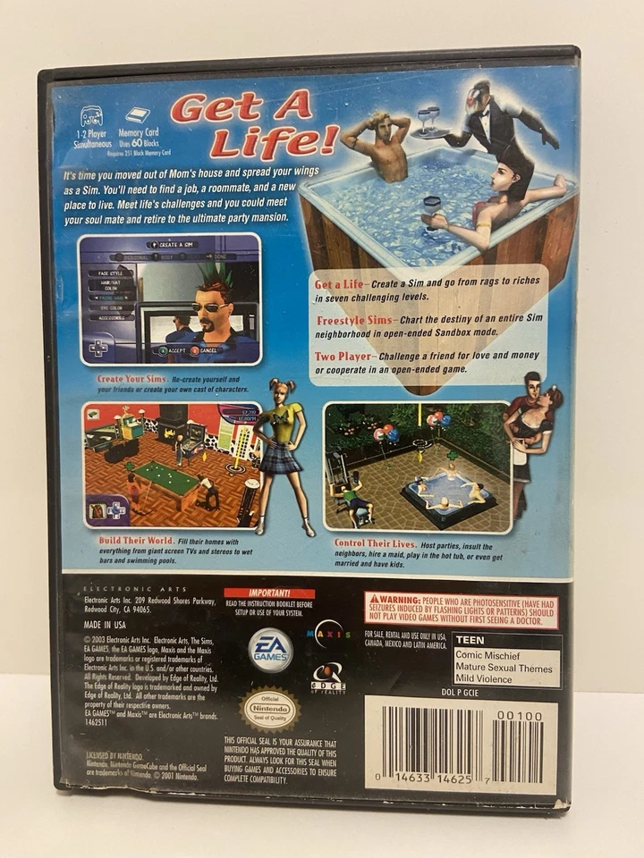 The Sims (Nintendo GameCube 2003) No Manual, Tested, Working, Disc And Case Only - Image 2 of 4