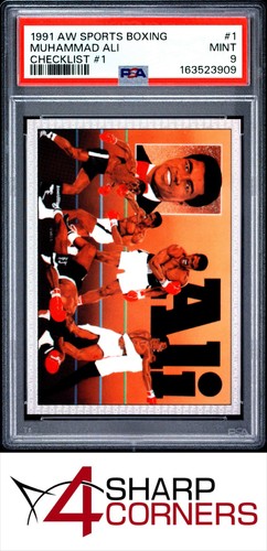 1991 AW SPORTS BOXING #1 MUHAMMAD ALI HOF CHECKLIST #1 PSA 9