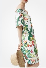 J. Crew Ratti Into the Wild Jungle Bird Tropical Off Shoulder Dress Women’s SZ 4
