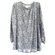 J. Jill Dusty Blue Floral Long-Sleeve Tunic