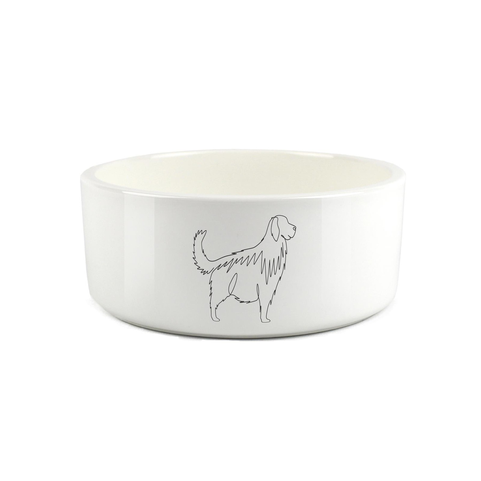 Golden Retriever Dog Large Pet Bowl Fine Line Drawing - Ceramic Food Water Dish