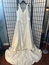 Davids Bridal Ivory Wedding dress-Size 22W Used and preserved in Bag.