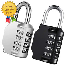 Combo Lock for Lockers, 4 Digit Combination Padlock, 2 Pack Pad Locks with Code