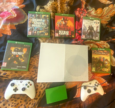 Microsoft Xbox One S White Home Console Bundle w/ 2 Controllers + Games GTA V