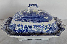 Spode BLUE ITALIAN Large 12" Covered Vegetable Dish in Excellent Condition